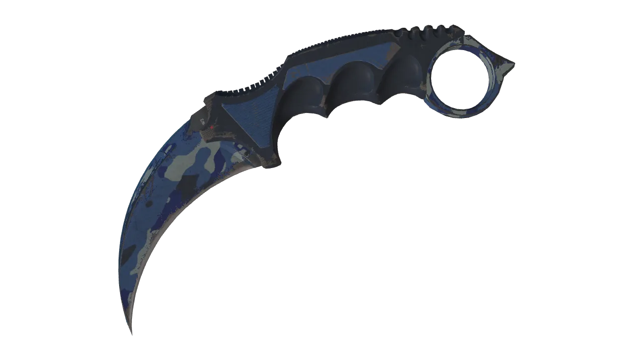 ★ Karambit | Bright Water (Well-Worn) — Dust II light, front