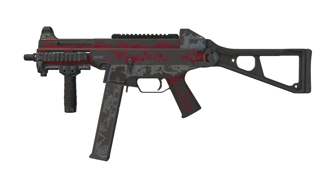 UMP-45 | Crimson Foil (Battle-Scarred) — Dust II light, front
