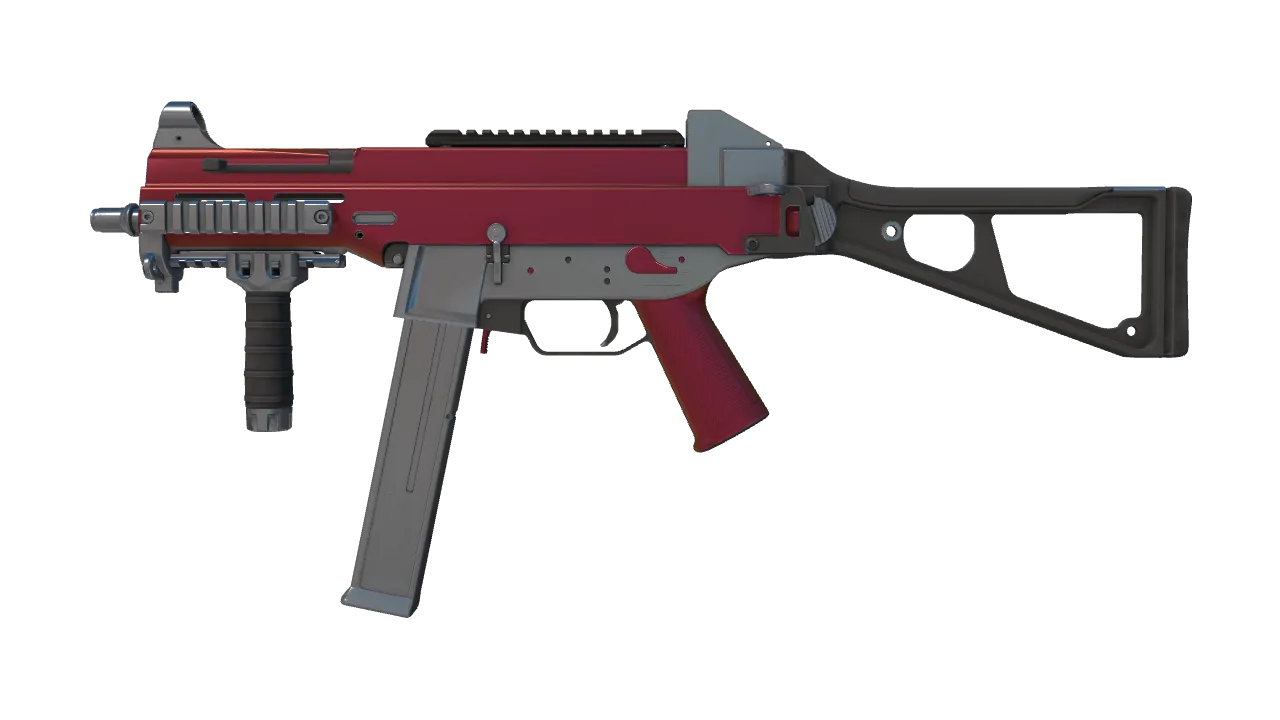 UMP-45 | Crimson Foil (Factory New) — Dust II light, front
