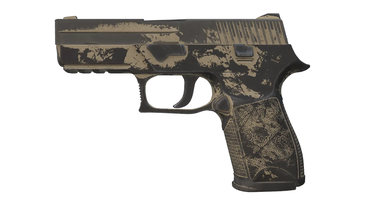 P250 | Sand Dune (Battle-Scarred) — Dust II light, front