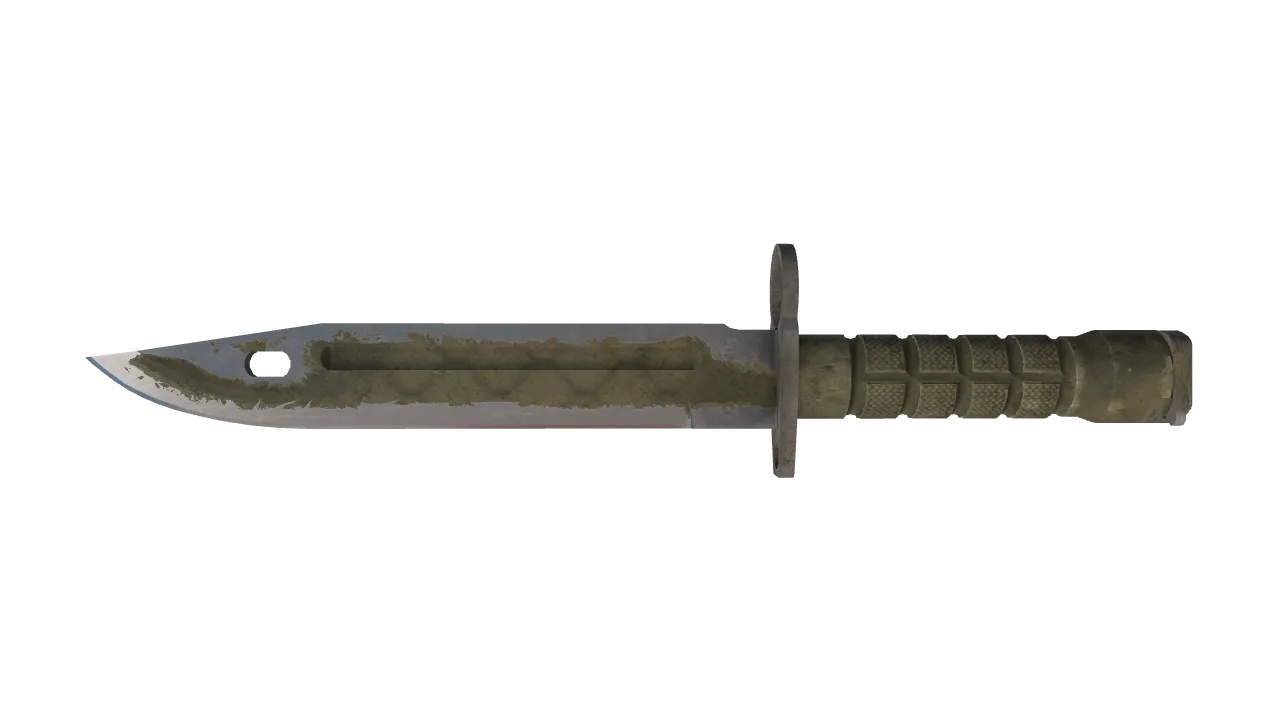 ★ Bayonet | Safari Mesh (Battle-Scarred) — Dust II light, front