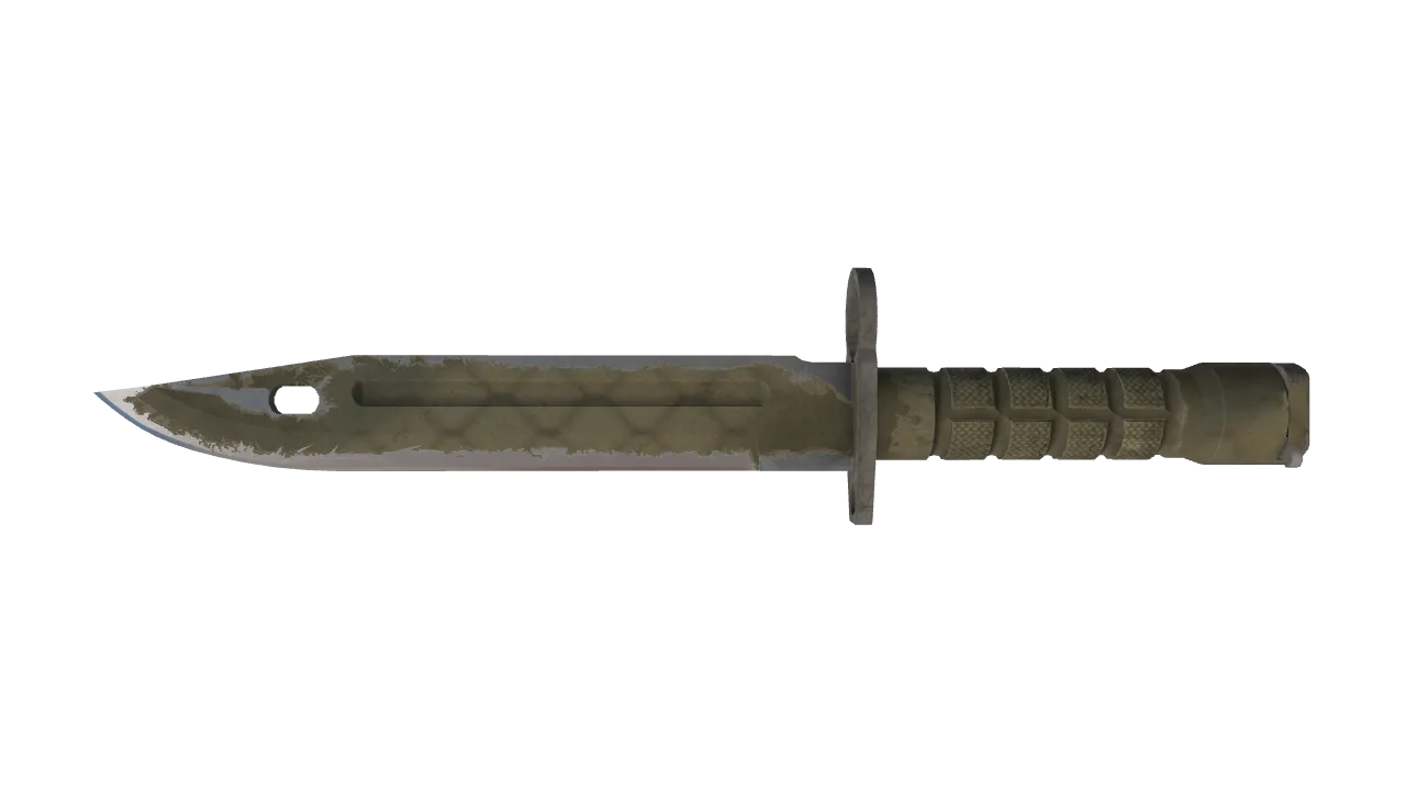 StatTrak™ ★ Bayonet | Safari Mesh (Well-Worn) — Dust II light, front