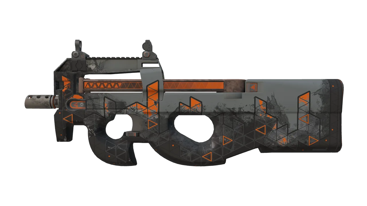P90 | Trigon (Minimal Wear) — Dust II light, front