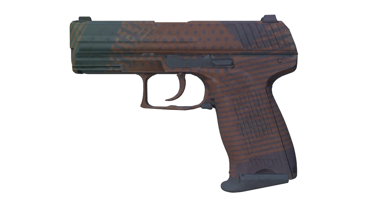P2000 | Coral Halftone (Battle-Scarred) — Dust II light, front
