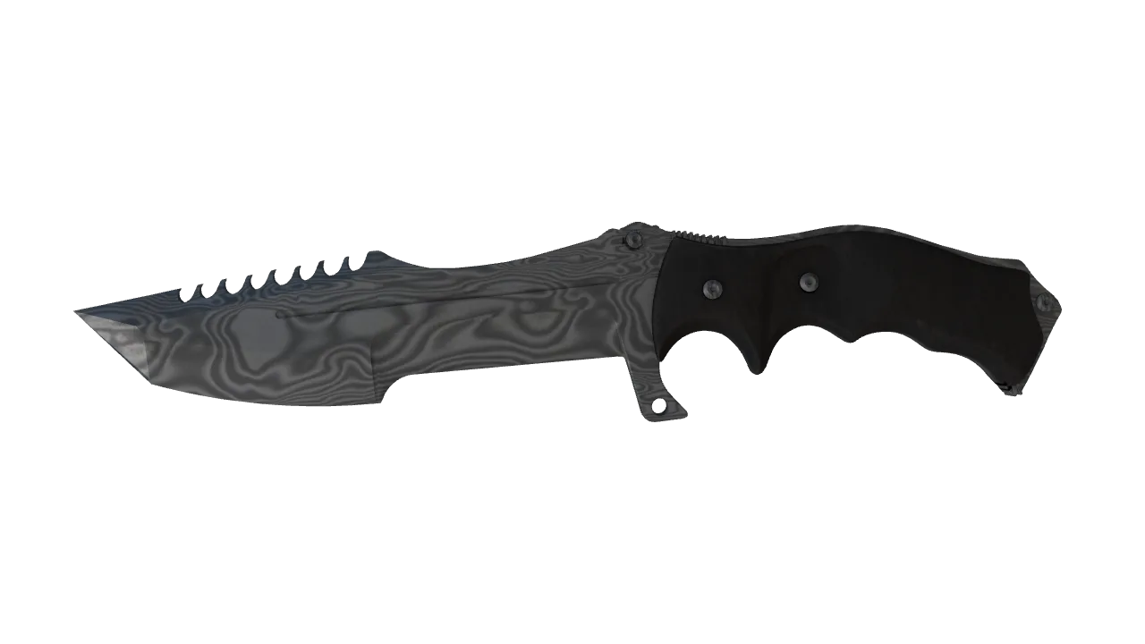 ★ Huntsman Knife | Damascus Steel (Battle-Scarred) — Dust II light, front