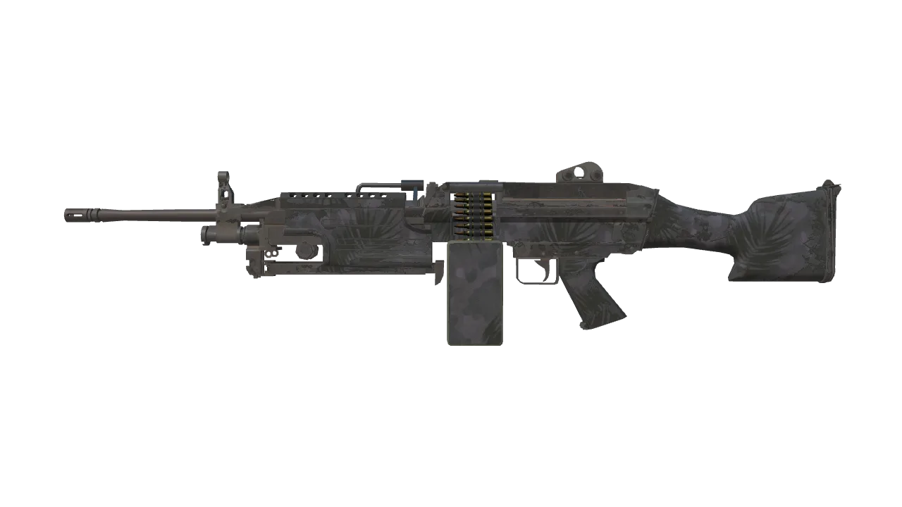 M249 | Midnight Palm (Well-Worn) — Dust II light, front