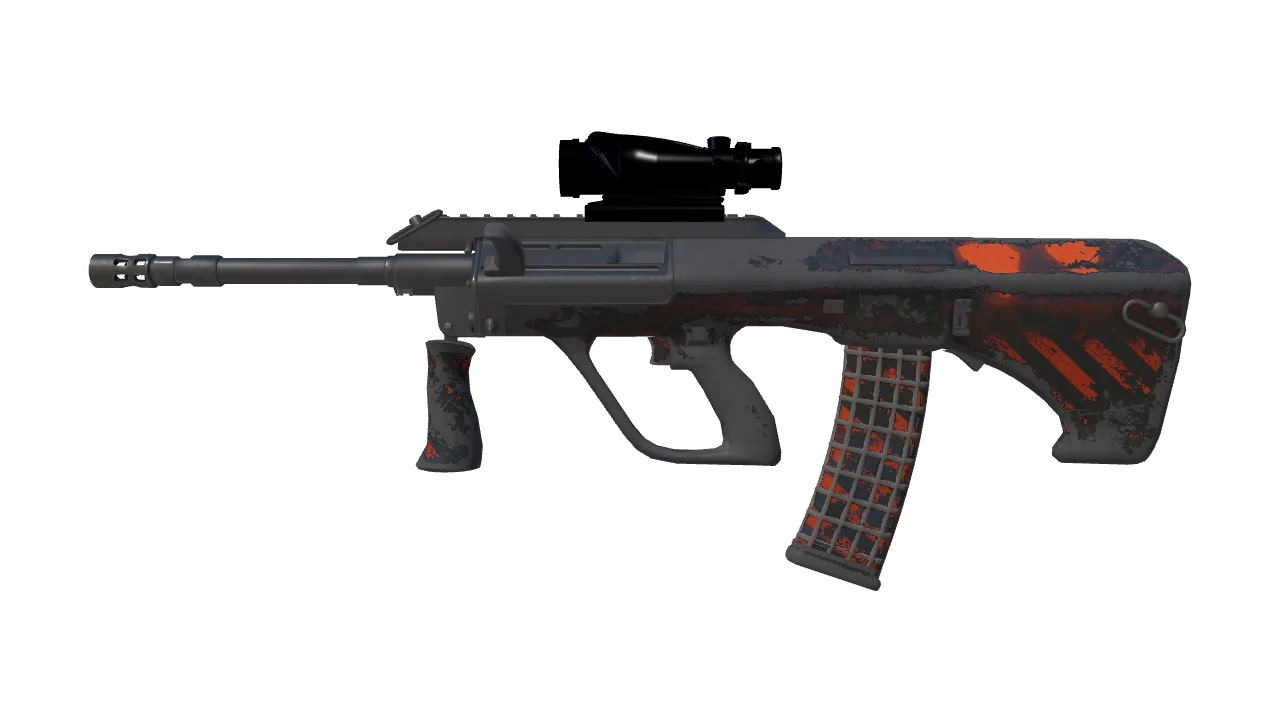AUG | Radiation Hazard (Battle-Scarred) — Dust II light, front