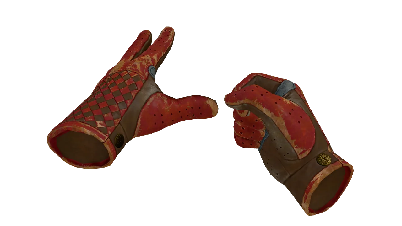 ★ Driver Gloves | Crimson Weave (Battle-Scarred) — Dust II light, front