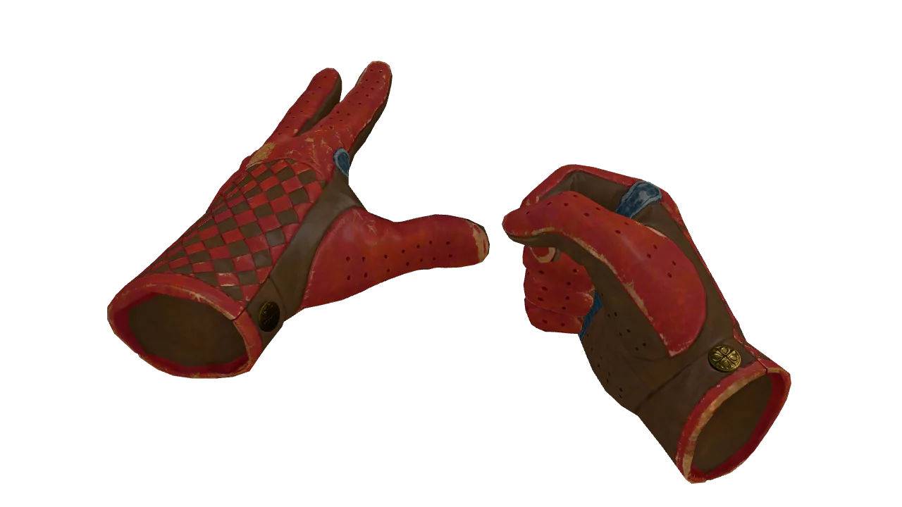 ★ Driver Gloves | Crimson Weave (Well-Worn) — Dust II light, front