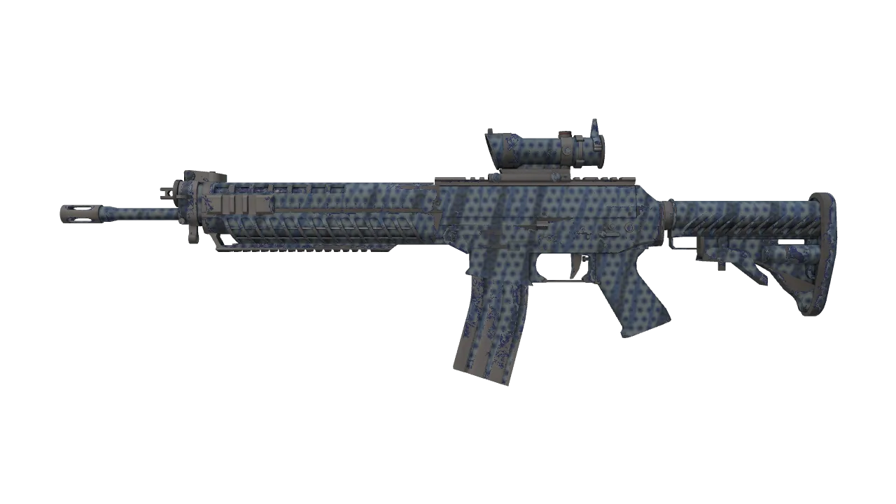 SG 553 | Waves Perforated (Field-Tested) — Dust II light, front