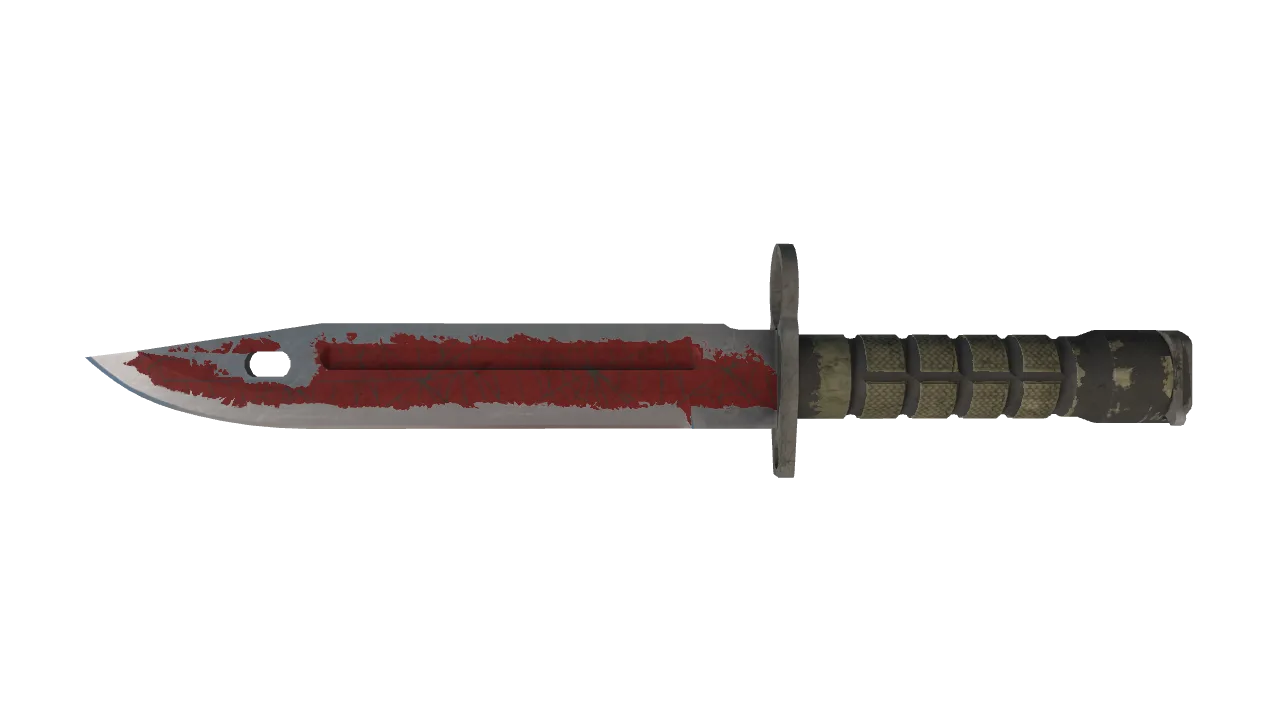 StatTrak™ ★ Bayonet | Crimson Web (Battle-Scarred) — Dust II light, front