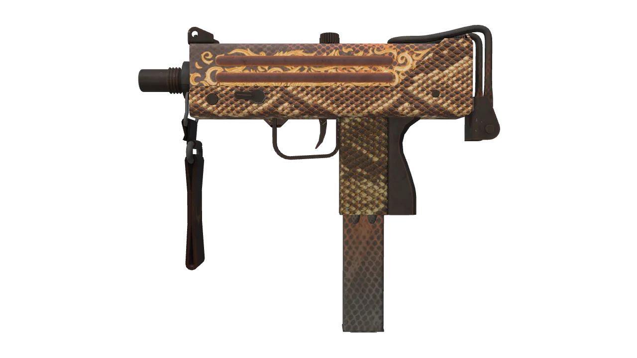 MAC-10 | Hot Snakes (Battle-Scarred) — Dust II light, front