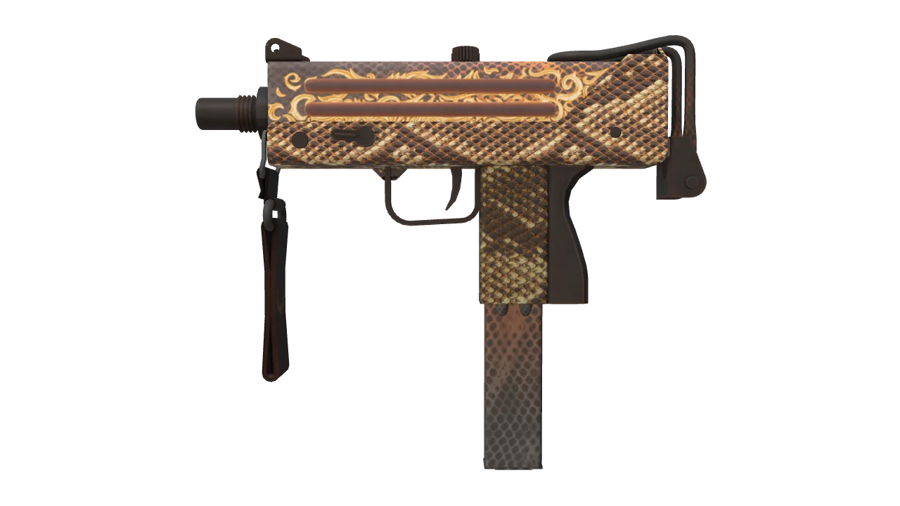 MAC-10 | Hot Snakes (Well-Worn) — Dust II light, front