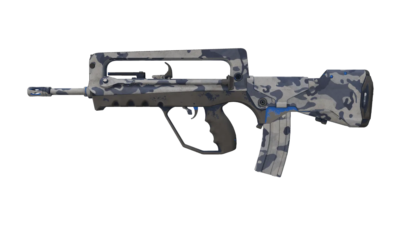 Souvenir FAMAS | Yeti Camo (Battle-Scarred) — Dust II light, front
