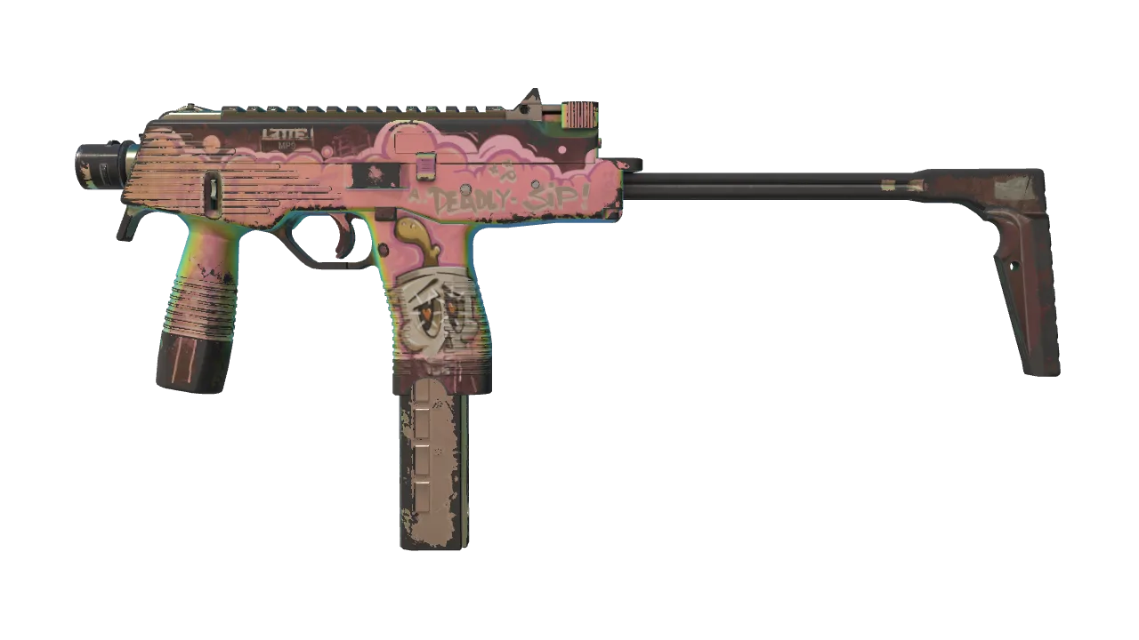 Souvenir MP9 | Latte Rush (Well-Worn) — Dust II light, front