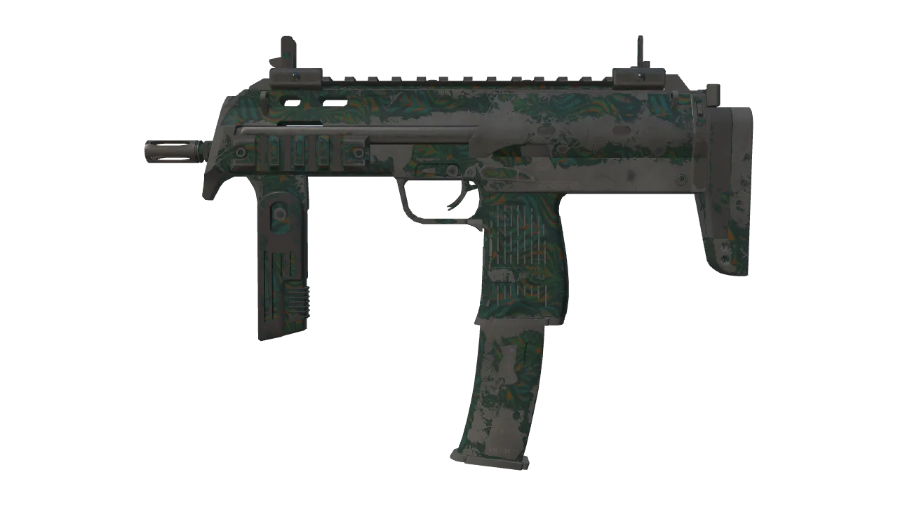 MP7 | Teal Blossom (Battle-Scarred) — Dust II light, front