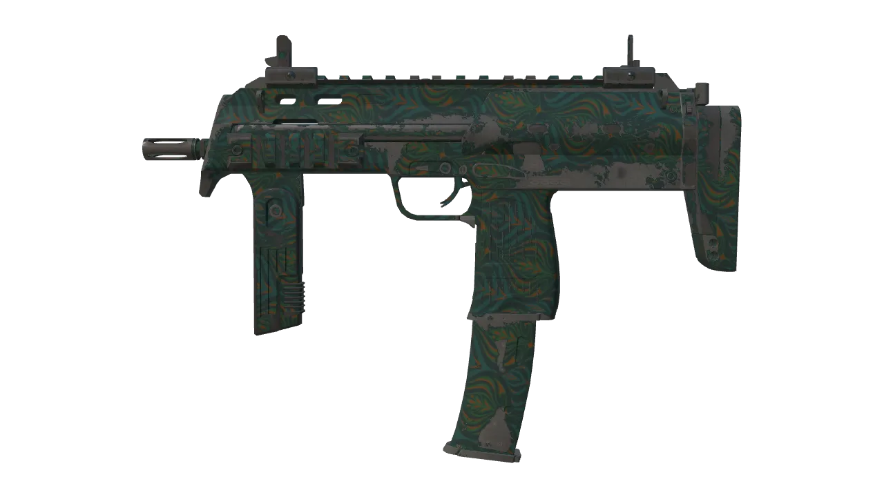 MP7 | Teal Blossom (Field-Tested) — Dust II light, front
