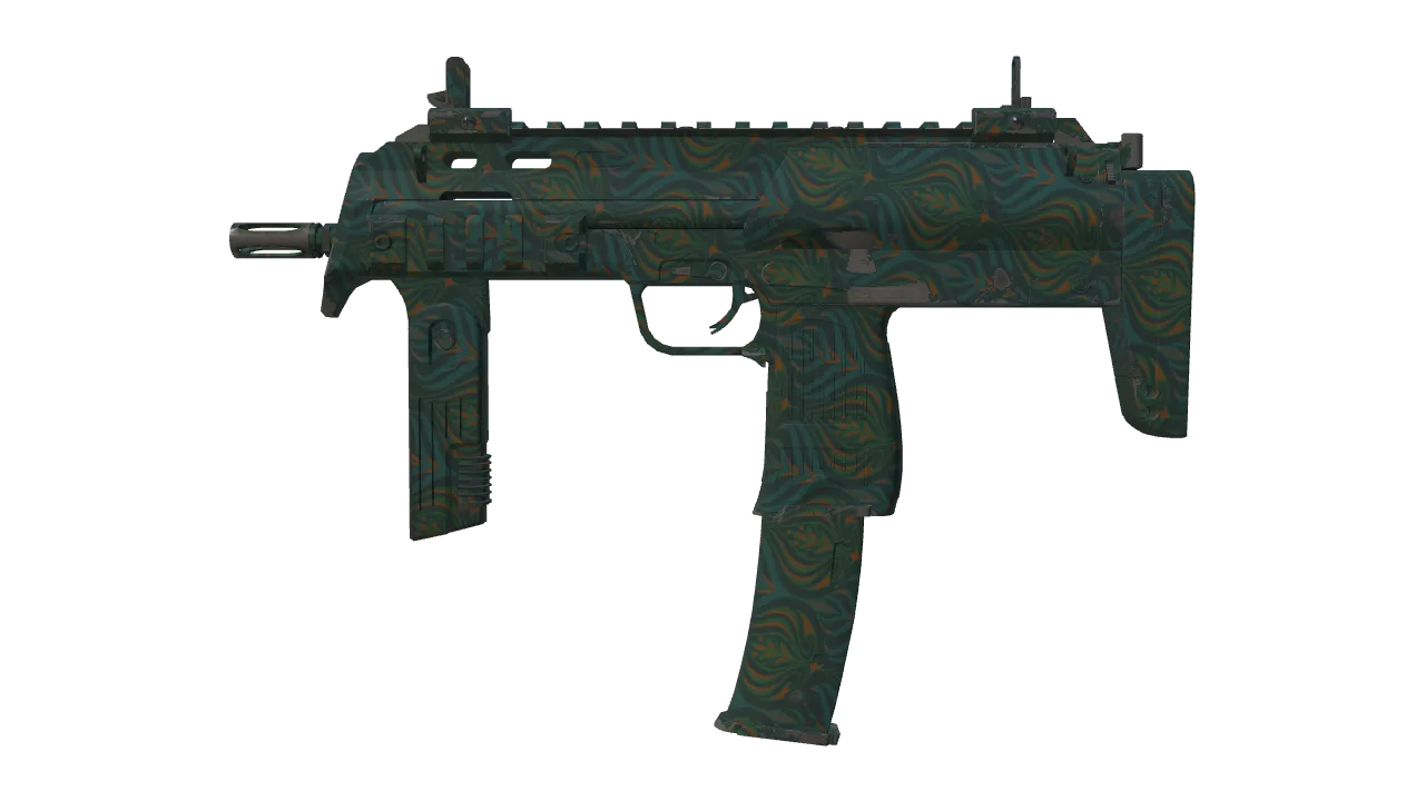 MP7 | Teal Blossom (Minimal Wear) — Dust II light, front