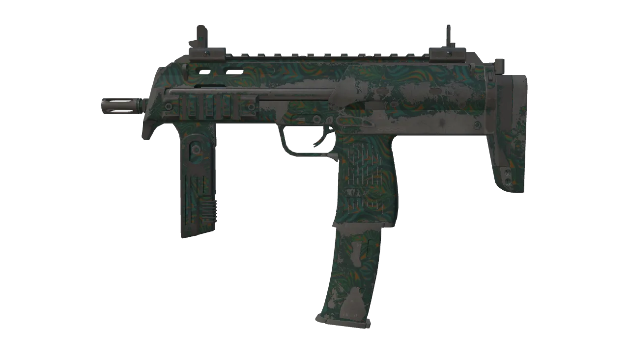 Souvenir MP7 | Teal Blossom (Well-Worn) — Dust II light, front