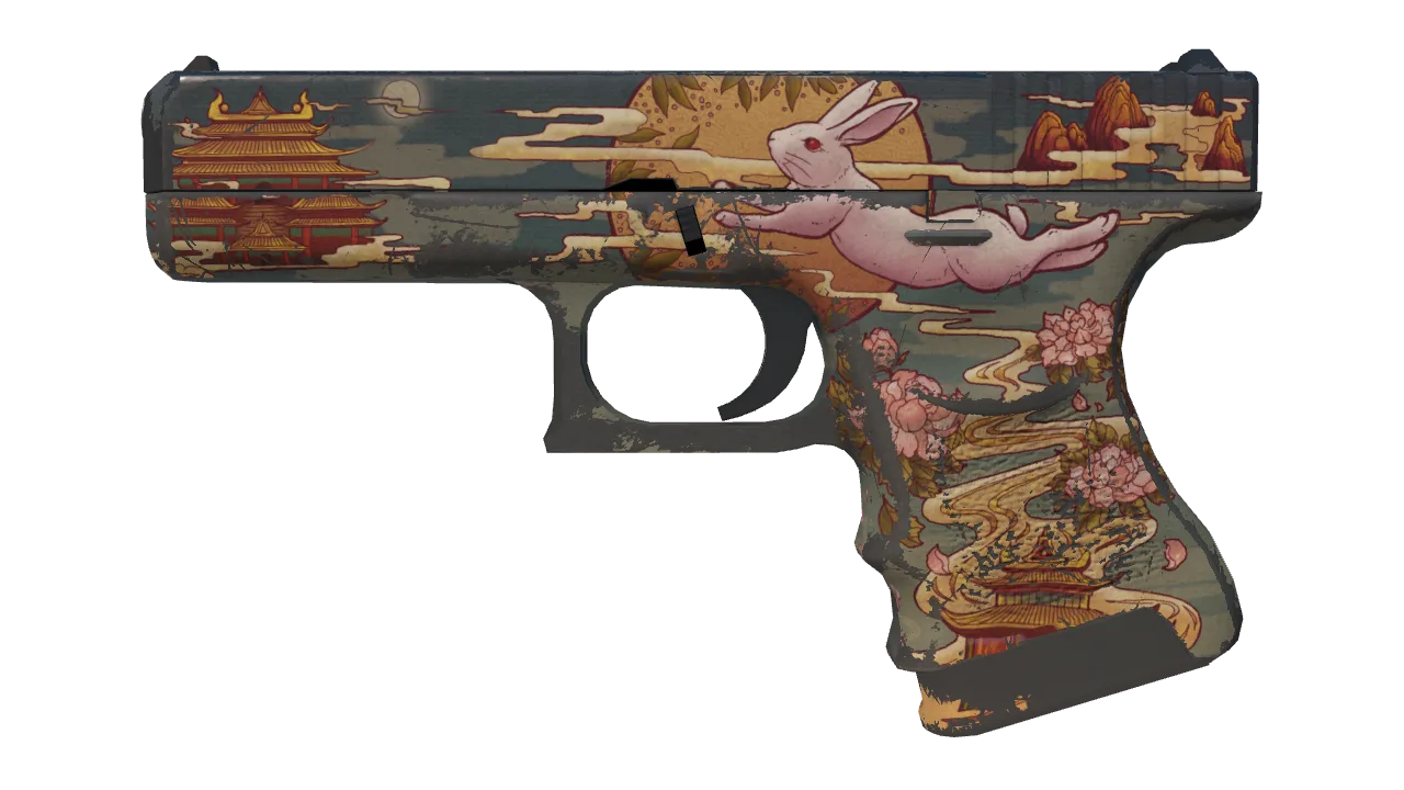 Glock-18 | Umbral Rabbit (Battle-Scarred) — Dust II light, front