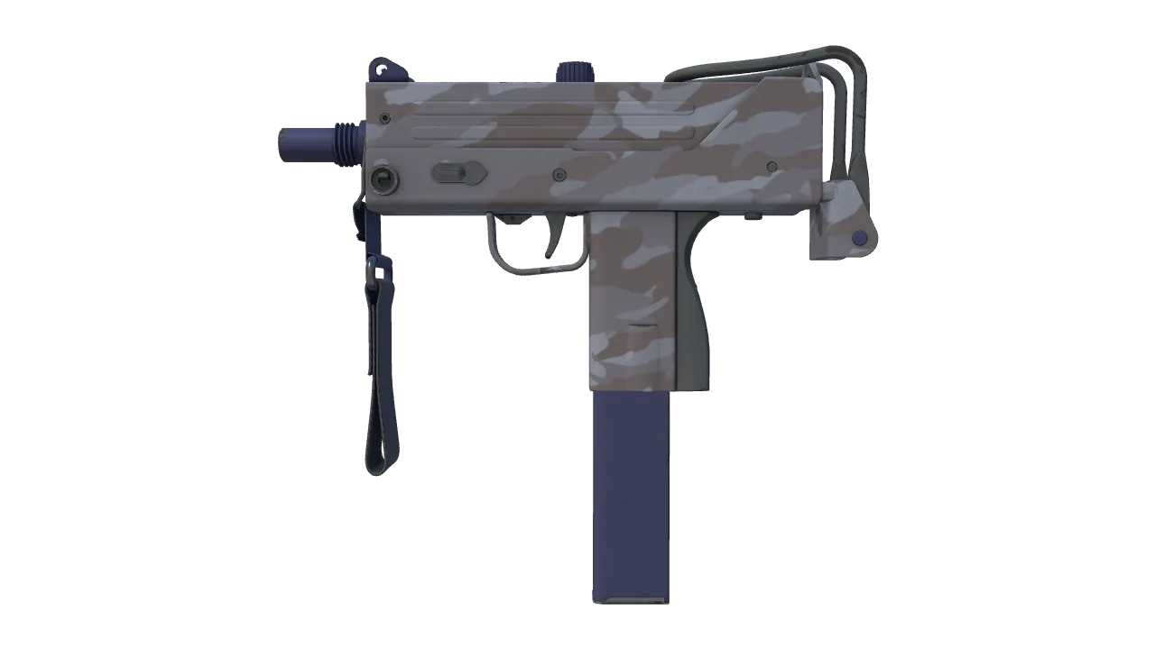 MAC-10 | Storm Camo (Minimal Wear) — Dust II light, front