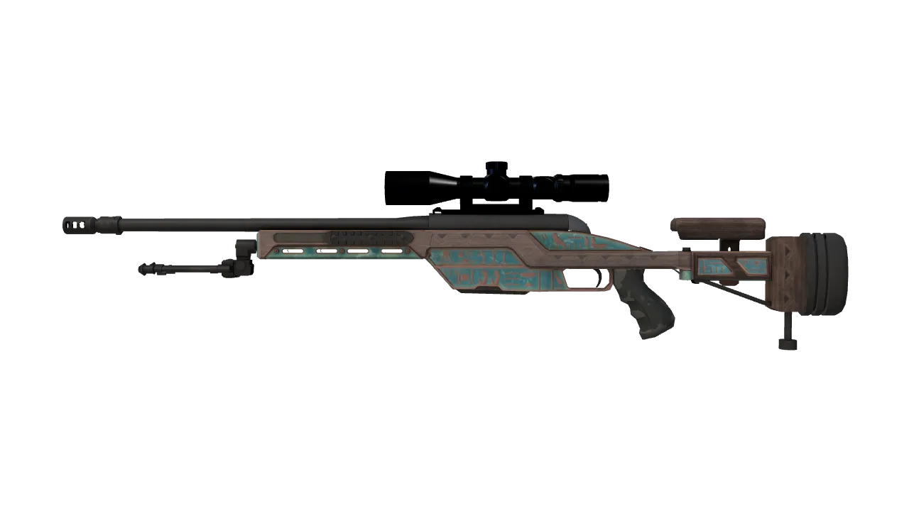 SSG 08 | Azure Glyph (Well-Worn) — Dust II light, front