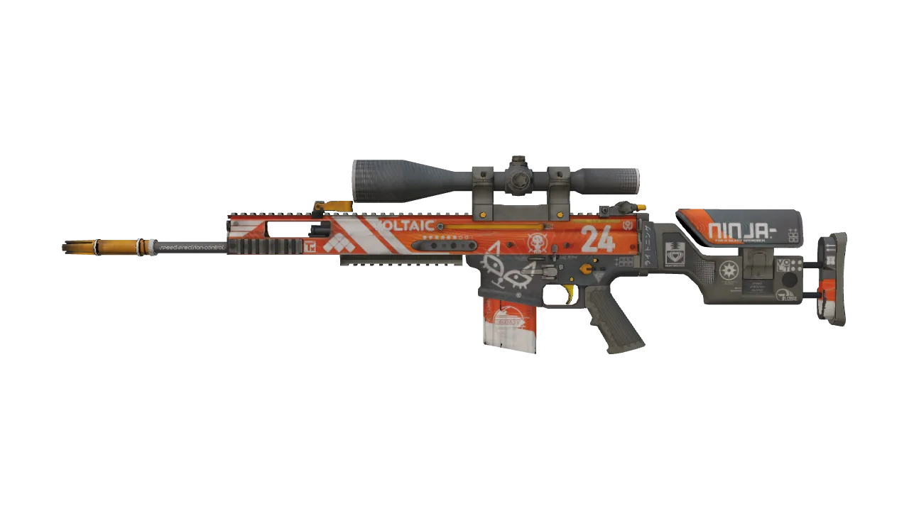 StatTrak™ SCAR-20 | Bloodsport (Minimal Wear) — Dust II light, front