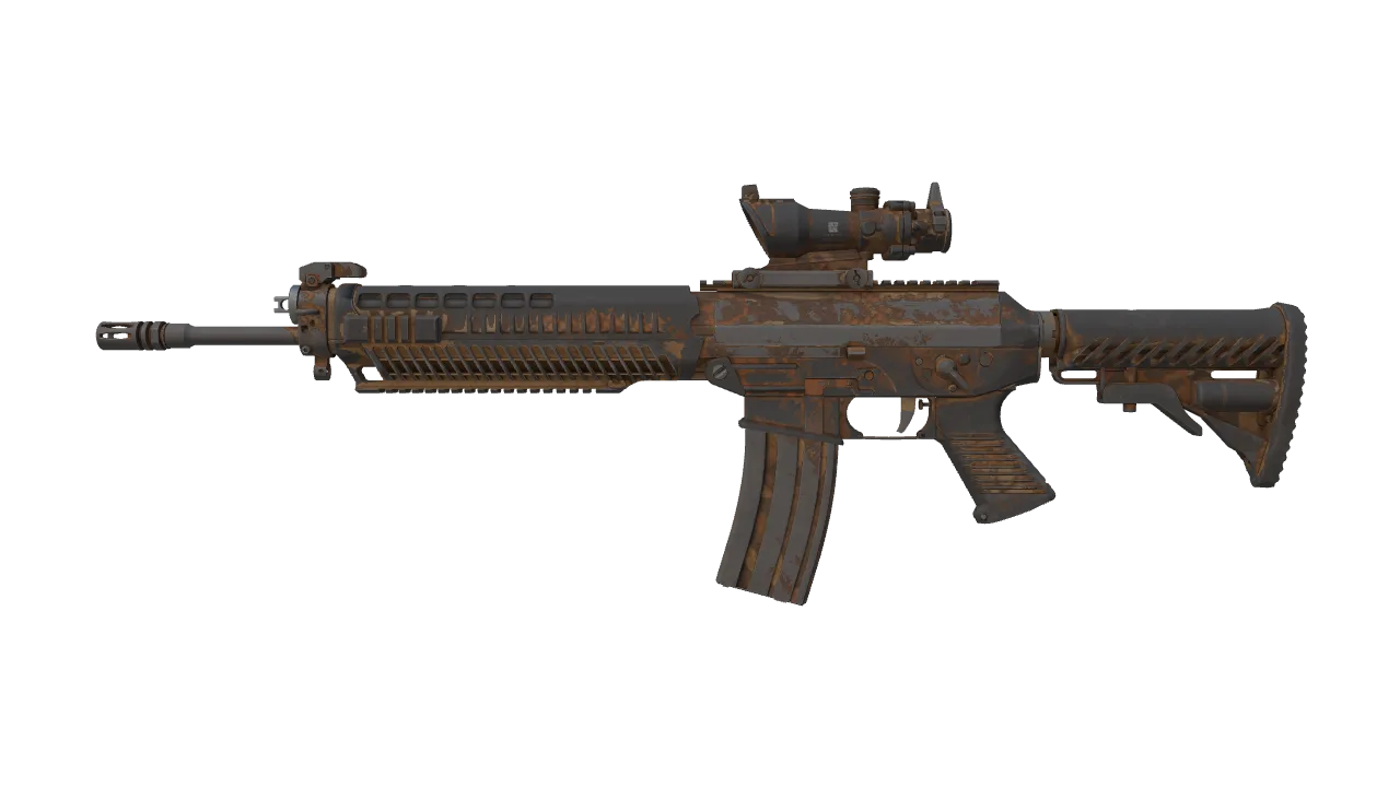 SG 553 | Safari Print (Battle-Scarred) — Dust II light, front