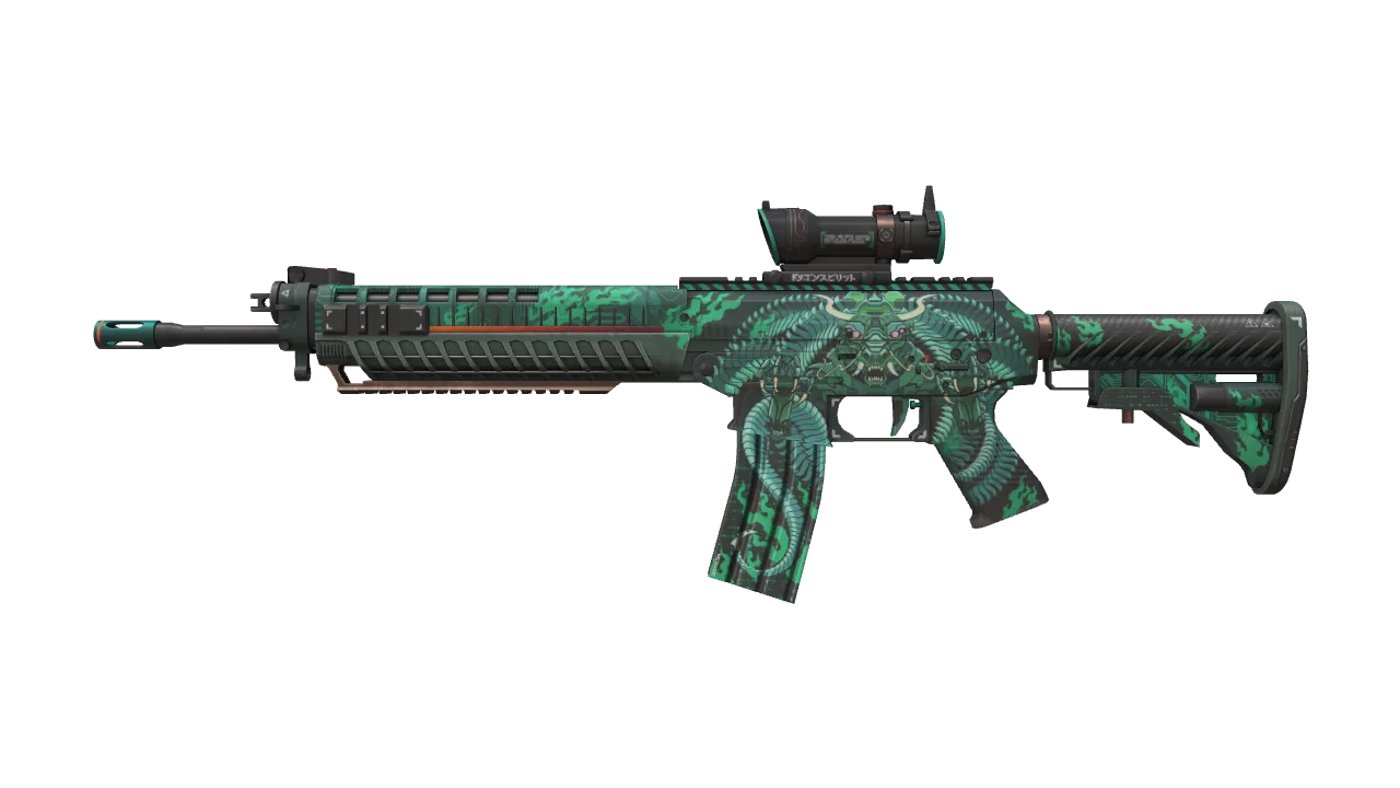 SG 553 | Dragon Tech (Factory New) — Dust II light, front