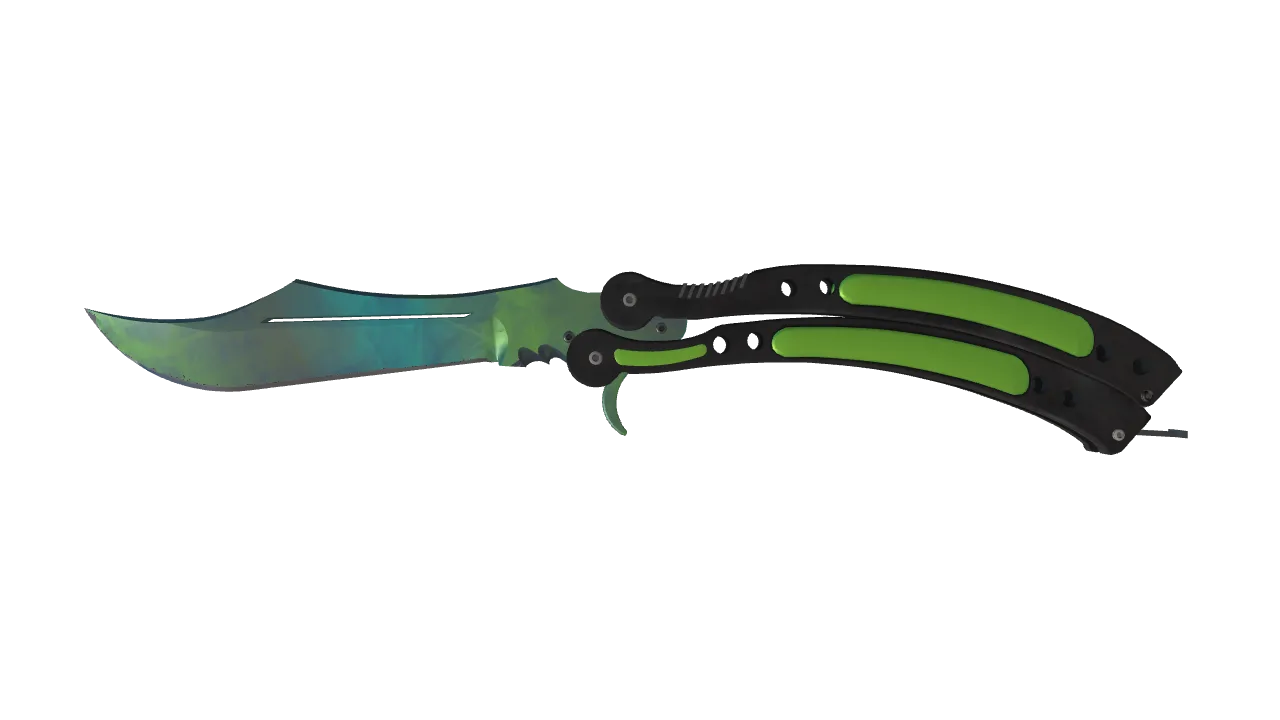 StatTrak™ ★ Butterfly Knife | Gamma Doppler (Phase 4) (Minimal Wear) — Dust II light, front