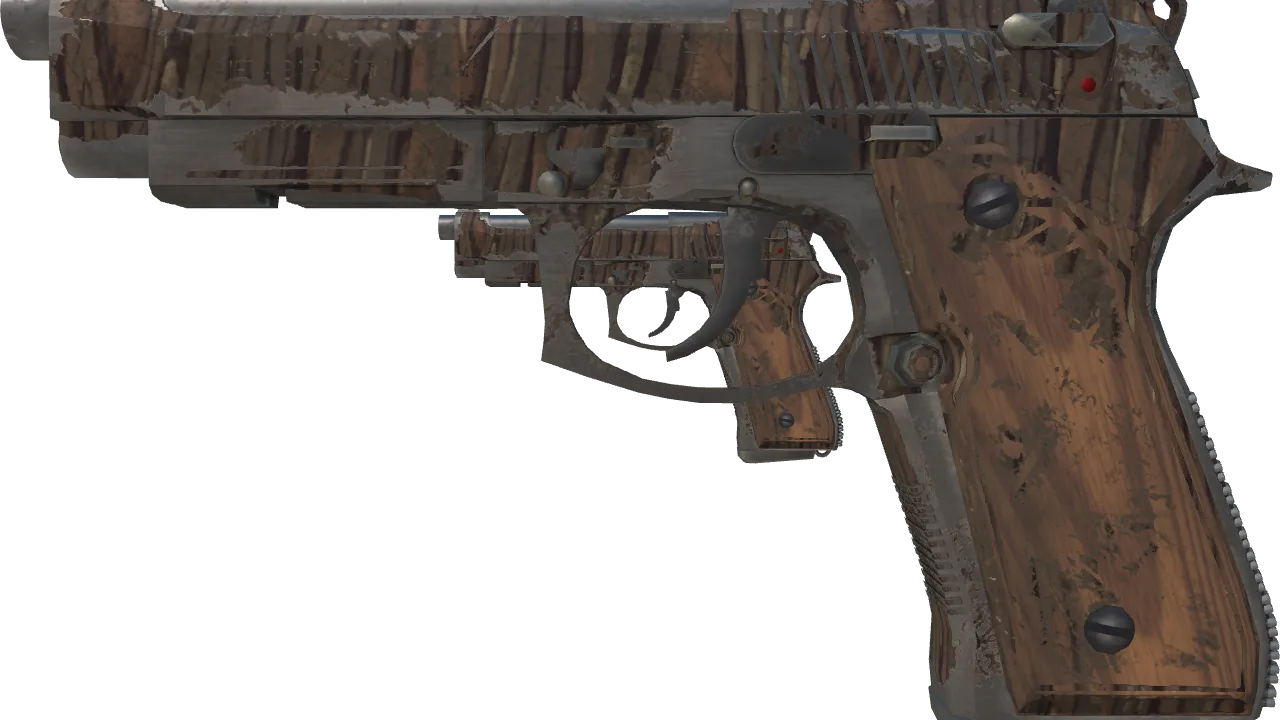 Dual Berettas | Drift Wood (Battle-Scarred) — Dust II light, front
