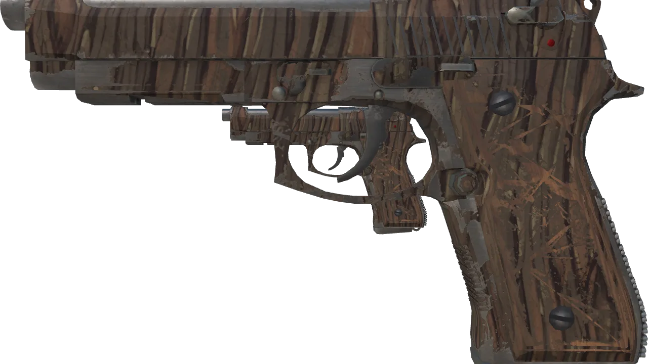 Dual Berettas | Drift Wood (Well-Worn) — Dust II light, front