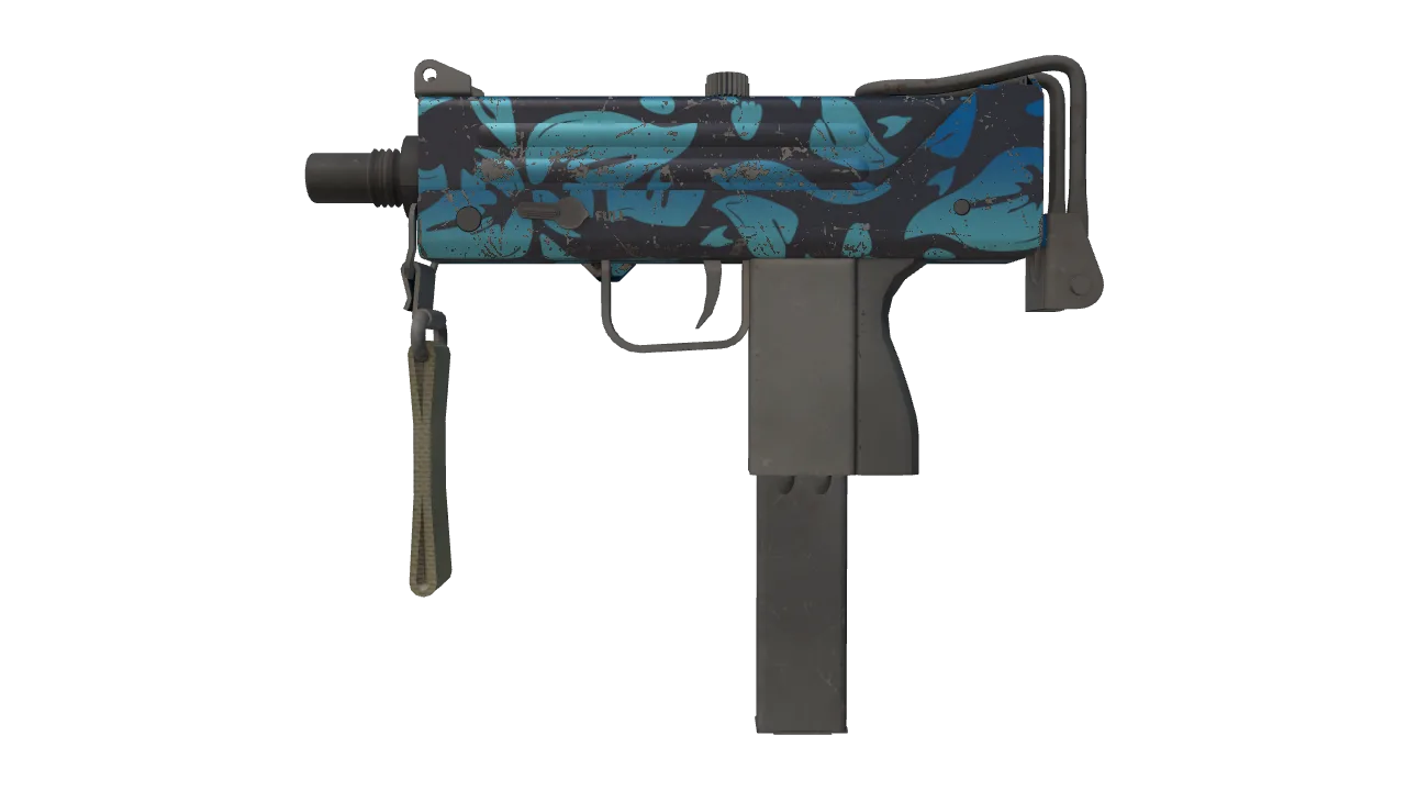 MAC-10 | Oceanic (Well-Worn) — Dust II light, front
