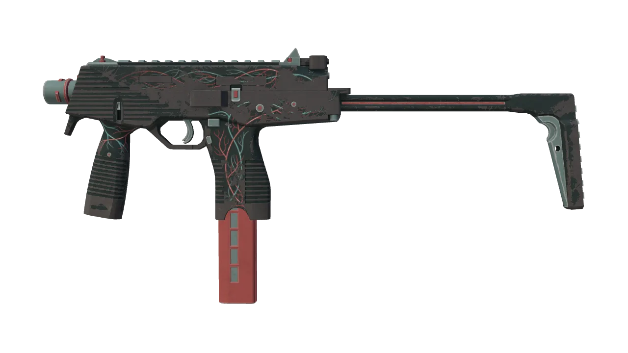StatTrak™ MP9 | Capillary (Battle-Scarred) — Dust II light, front