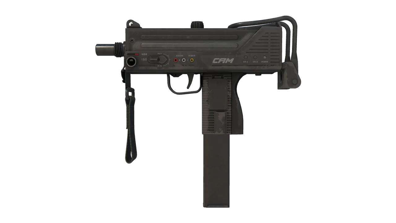 MAC-10 | Video Cam (Well-Worn) — Dust II light, front
