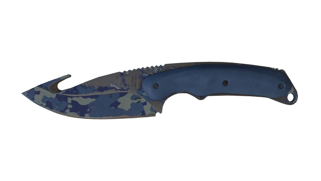 ★ Gut Knife | Bright Water (Well-Worn) — Dust II light, front