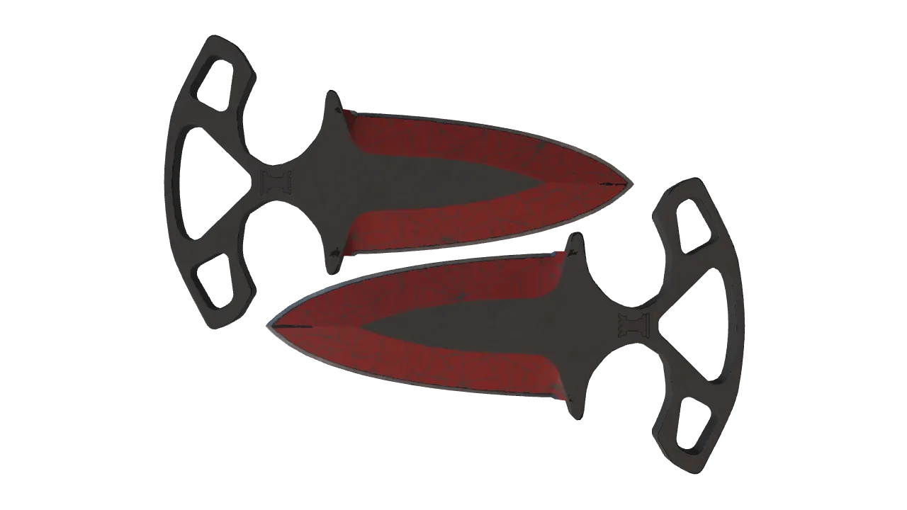 StatTrak™ ★ Shadow Daggers | Crimson Web (Field-Tested) — Dust II light, front