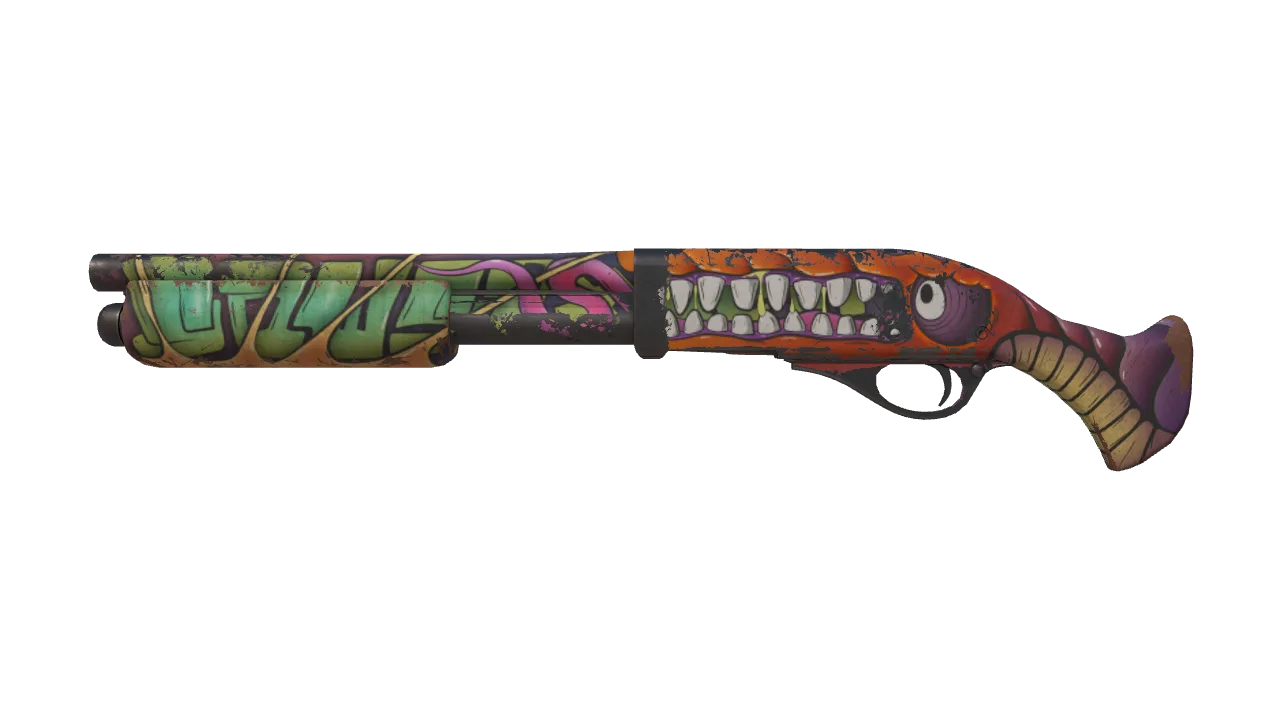 StatTrak™ Sawed-Off | Devourer (Battle-Scarred) — Dust II light, front