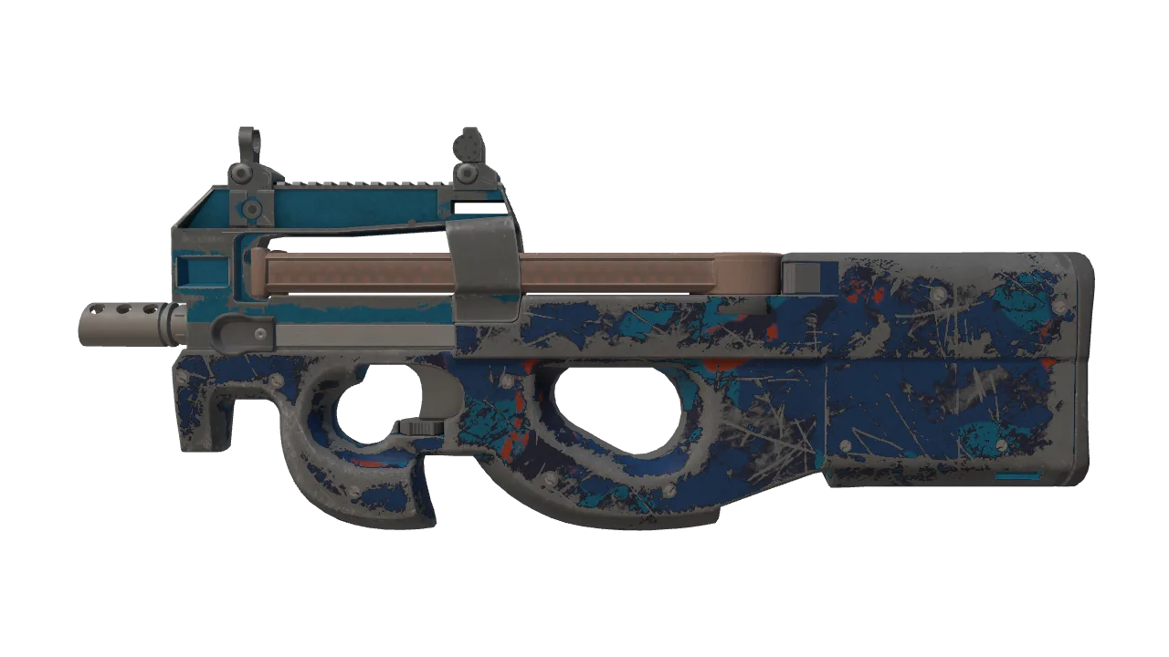 P90 | Blind Spot (Battle-Scarred) — Dust II light, front