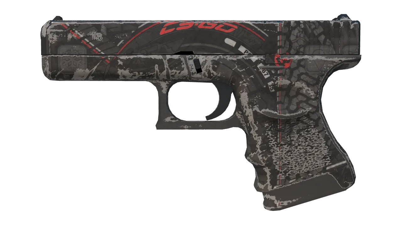 Glock-18 | Red Tire (Well-Worn) — Dust II light, front