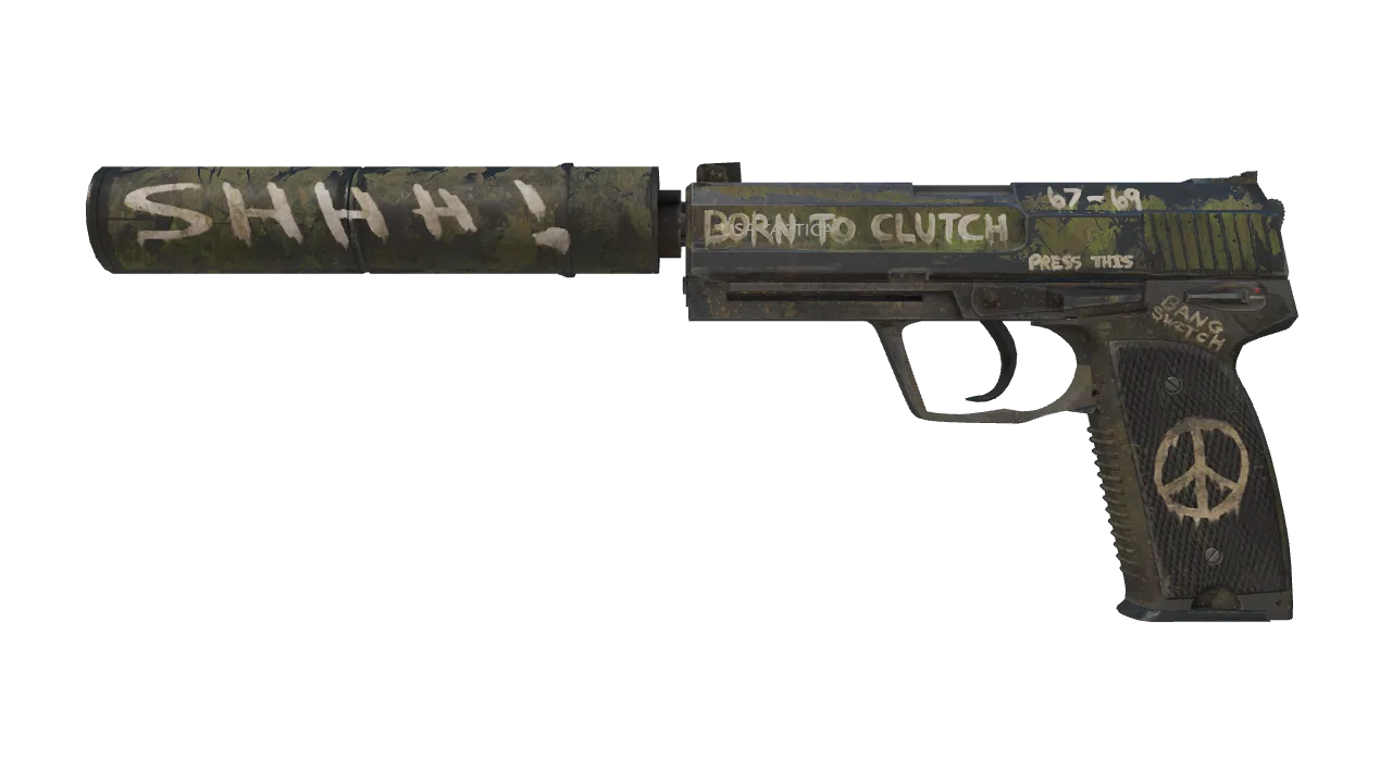 USP-S | Flashback (Well-Worn) — Dust II light, front