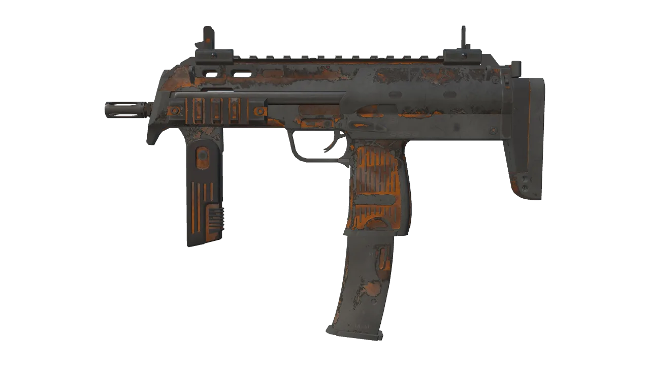 MP7 | Orange Peel (Battle-Scarred) — Dust II light, front