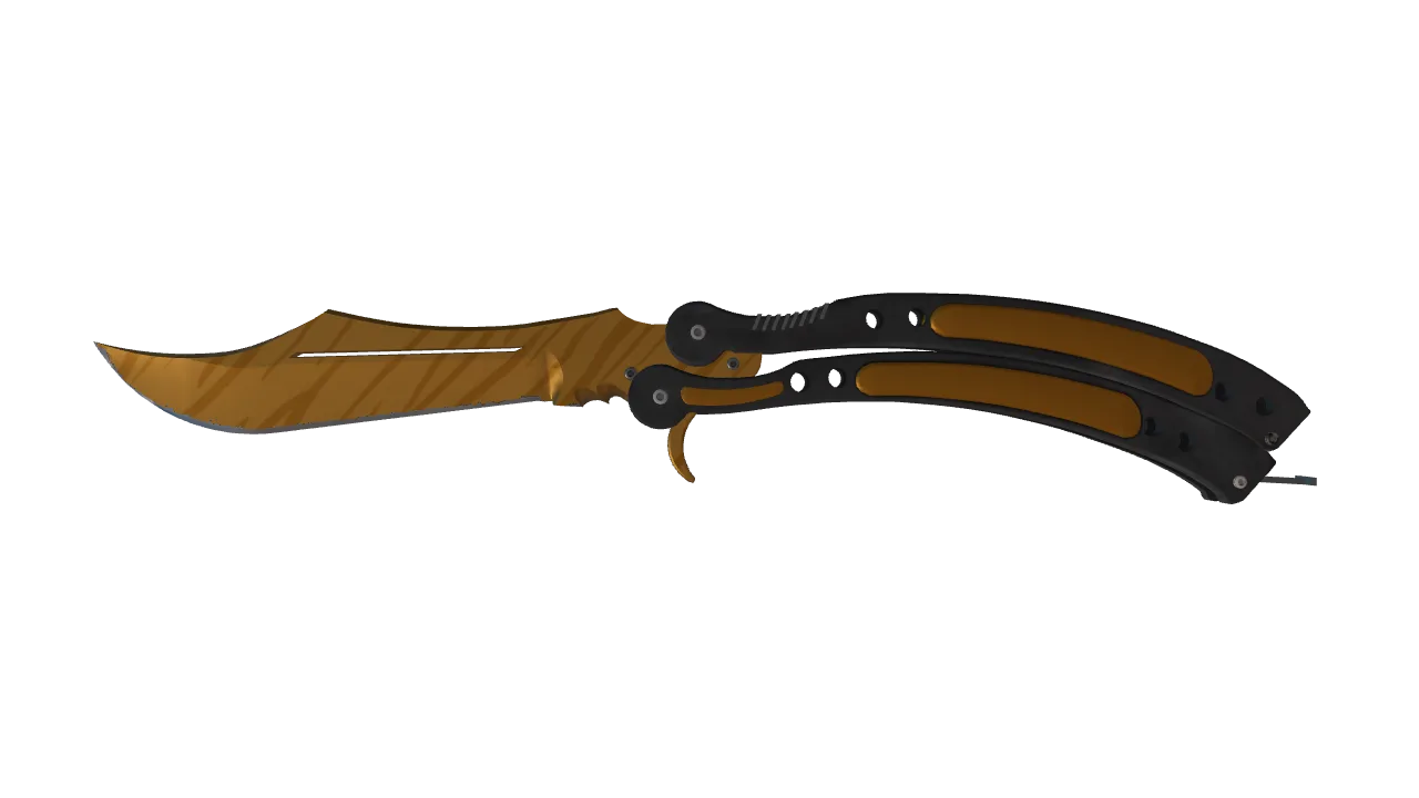 ★ Butterfly Knife | Tiger Tooth (Minimal Wear) — Dust II light, front