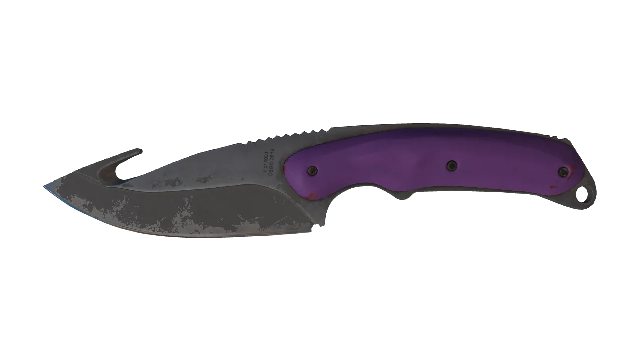 ★ Gut Knife | Ultraviolet (Battle-Scarred) — Dust II light, front