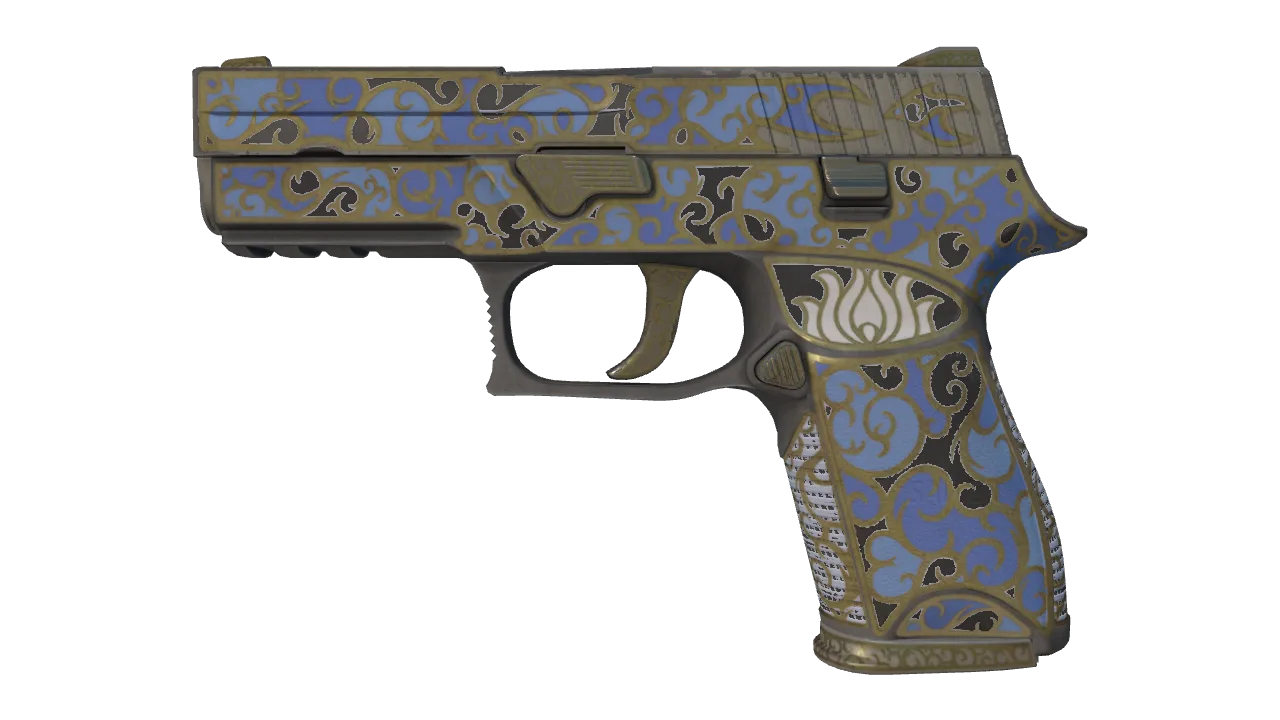 P250 | Lotus Imprint (Well-Worn) — Dust II light, front