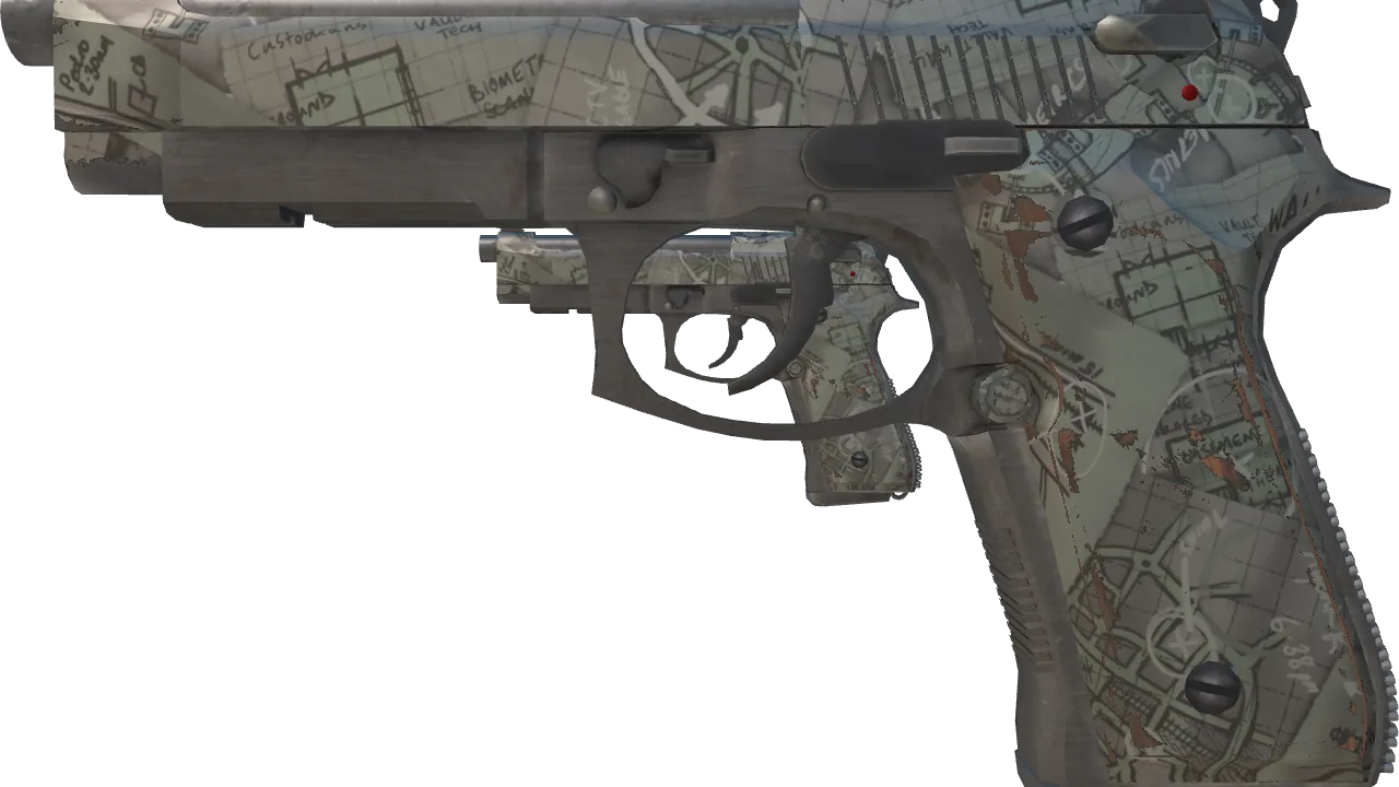Dual Berettas | Heist (Field-Tested) — Dust II light, front