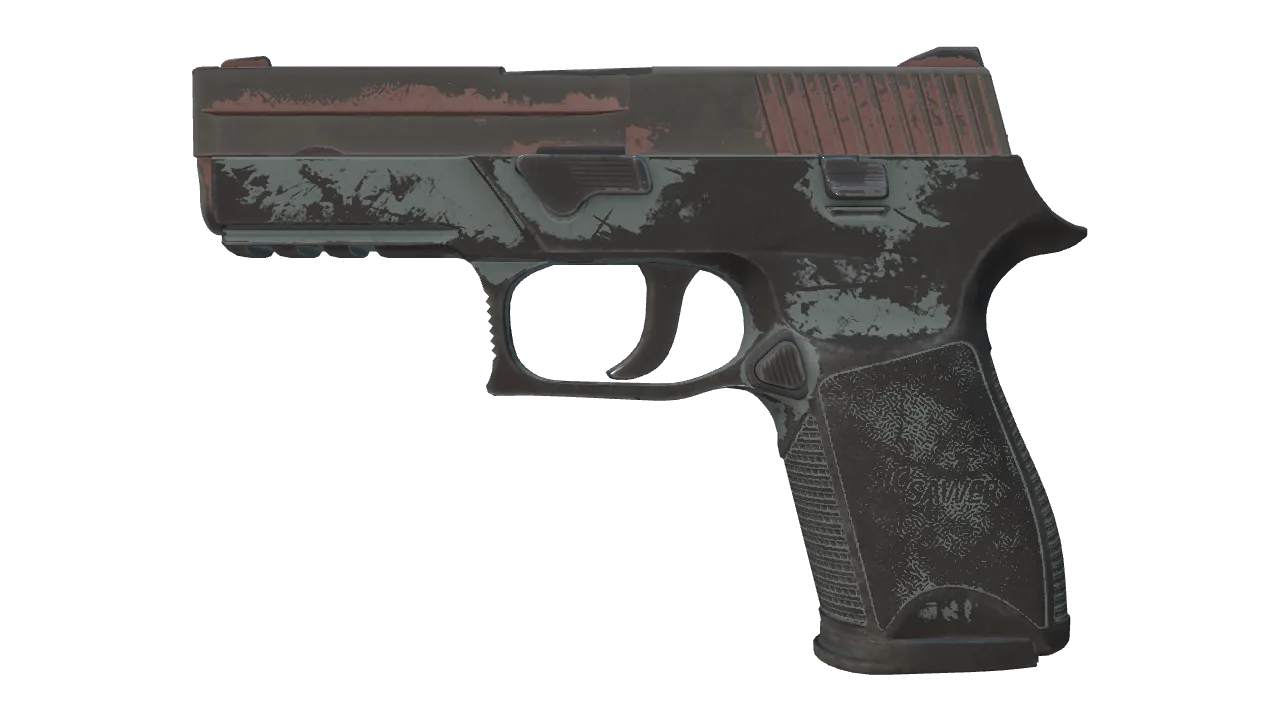 P250 | Copper Oxide (Battle-Scarred) — Dust II light, front