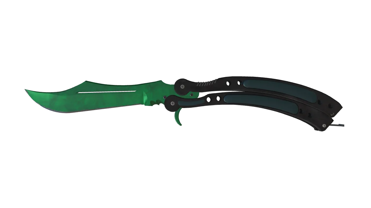 Butterfly Knife | Gamma Doppler (Emerald) seed #129, front