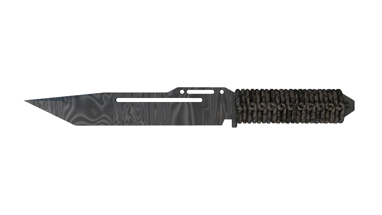 ★ Paracord Knife | Damascus Steel (Well-Worn) — Dust II light, front