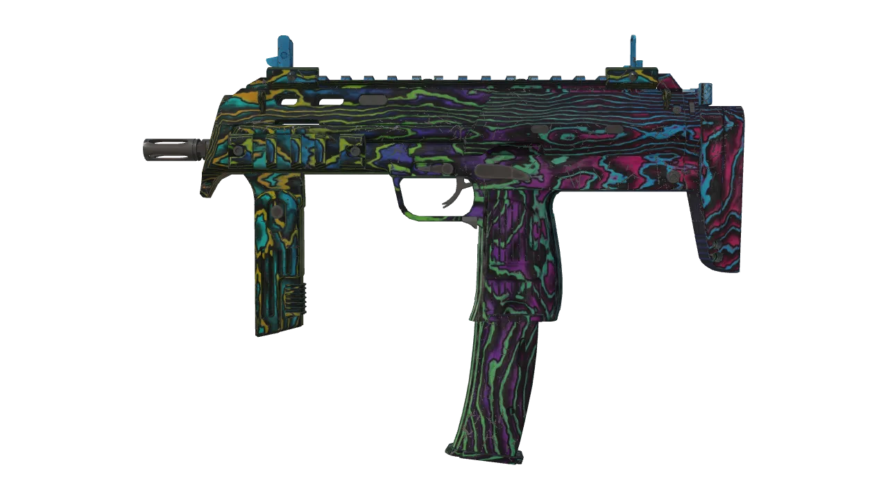 MP7 | Neon Ply (Battle-Scarred) — Dust II light, front